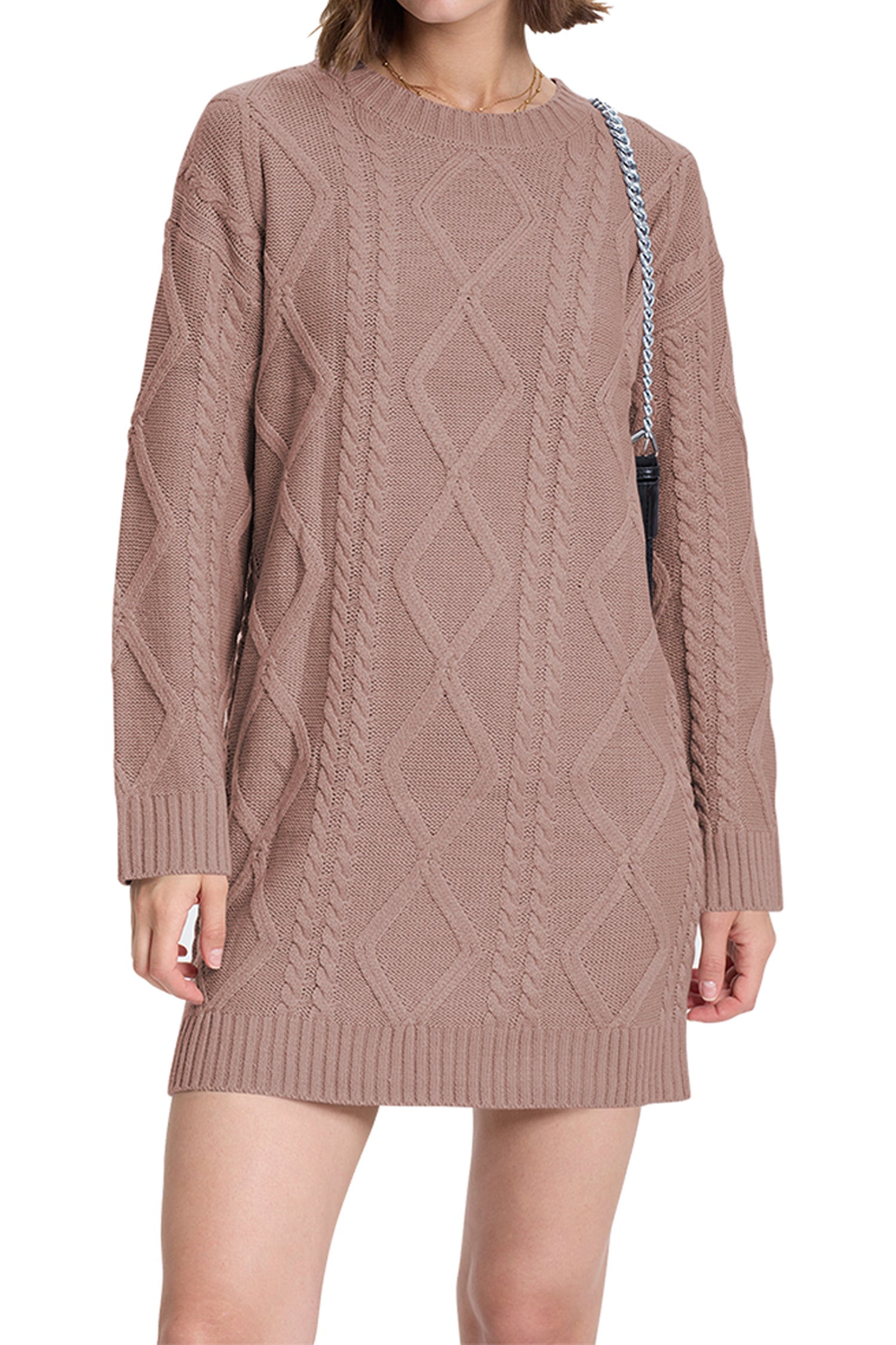 Cakulo Women's Oversized Cable Knit Sweater Dress