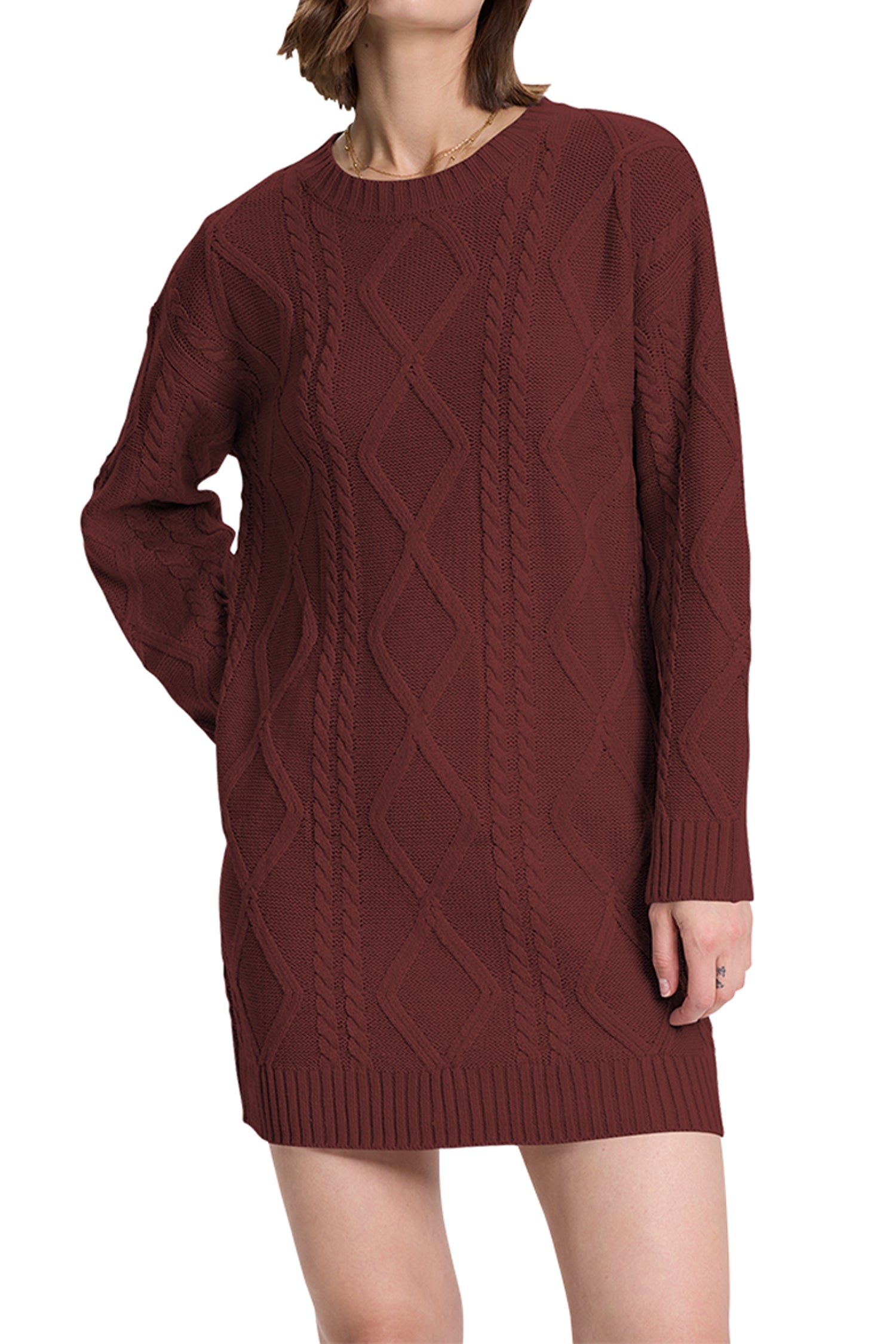 Cakulo Women's Oversized Cable Knit Sweater Dress