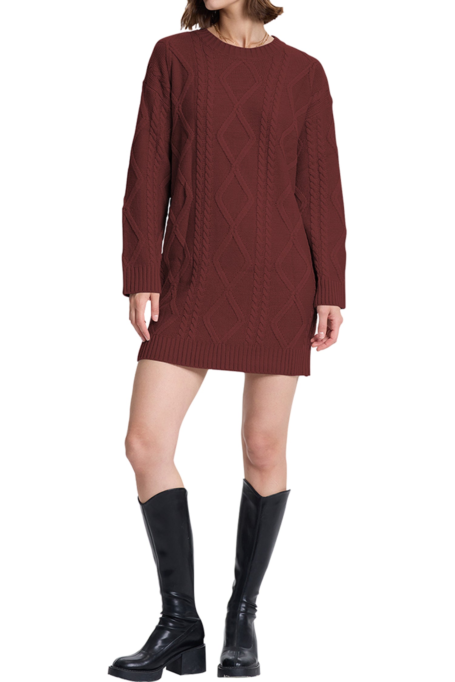 Cakulo Women's Oversized Cable Knit Sweater Dress