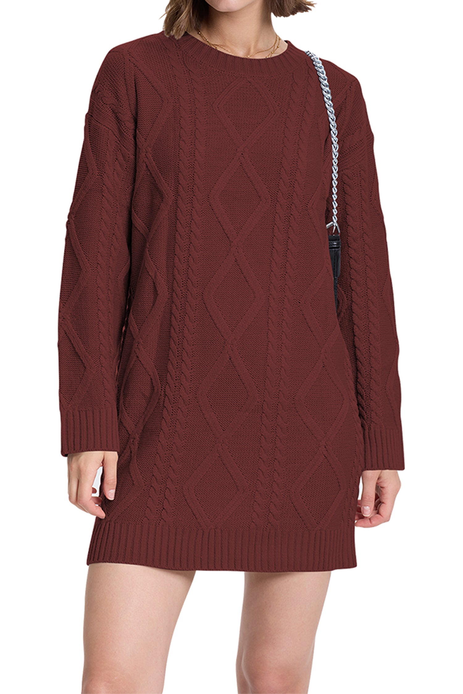 Cakulo Women's Oversized Cable Knit Sweater Dress