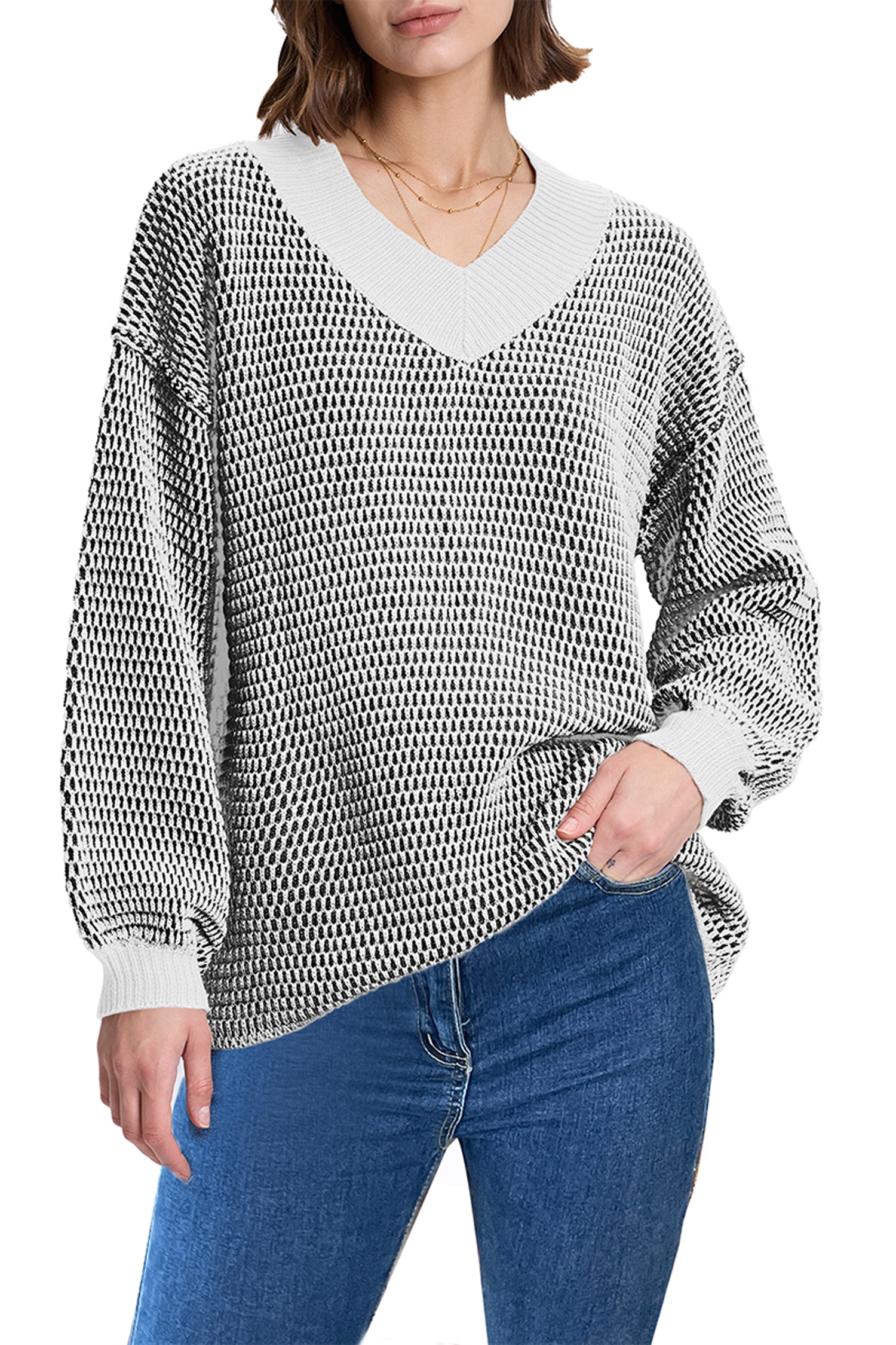 Cakulo Women's Oversized V-Neck Fall Sweater