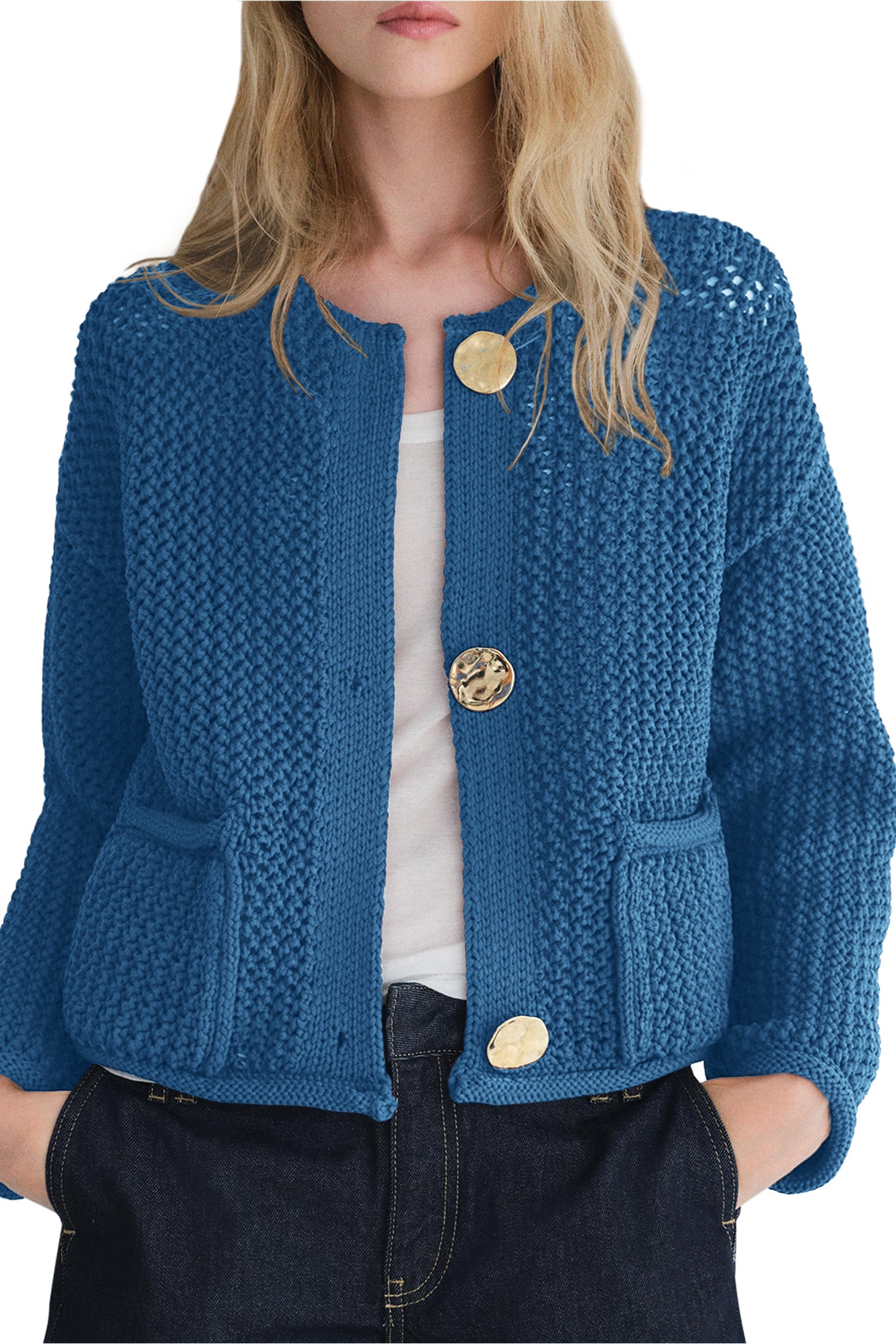 Cakulo Women's Cropped Cardigan with Pockets