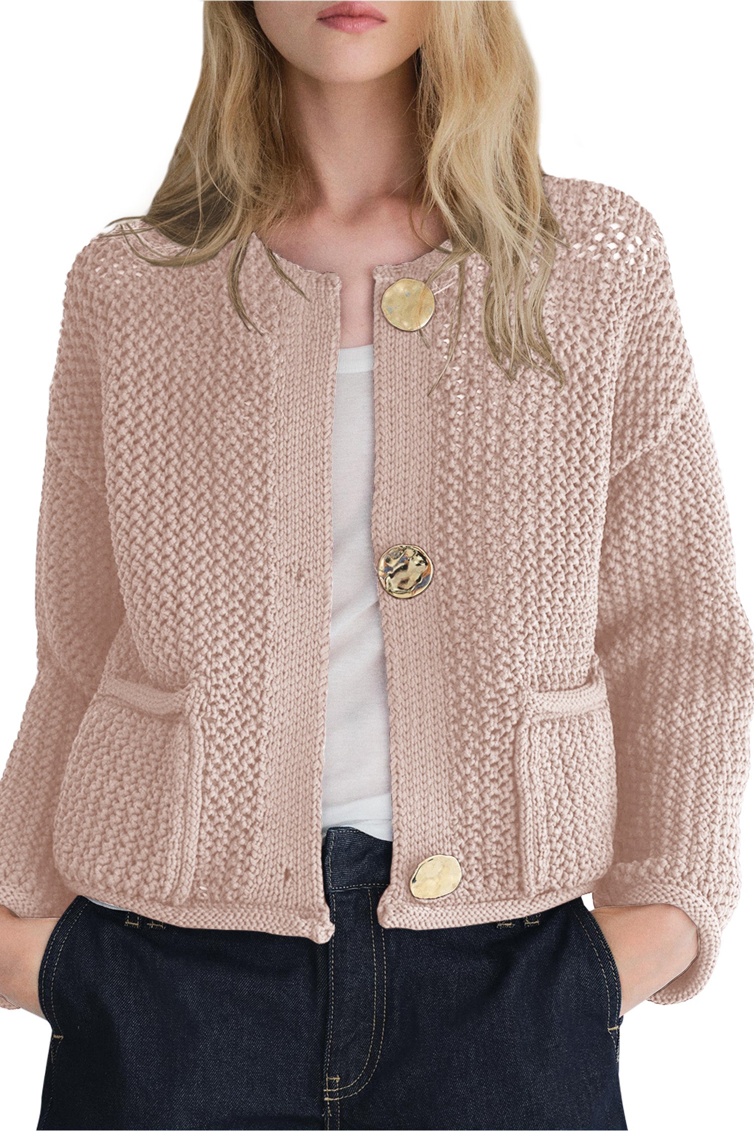 Cakulo Women's Cropped Cardigan with Pockets