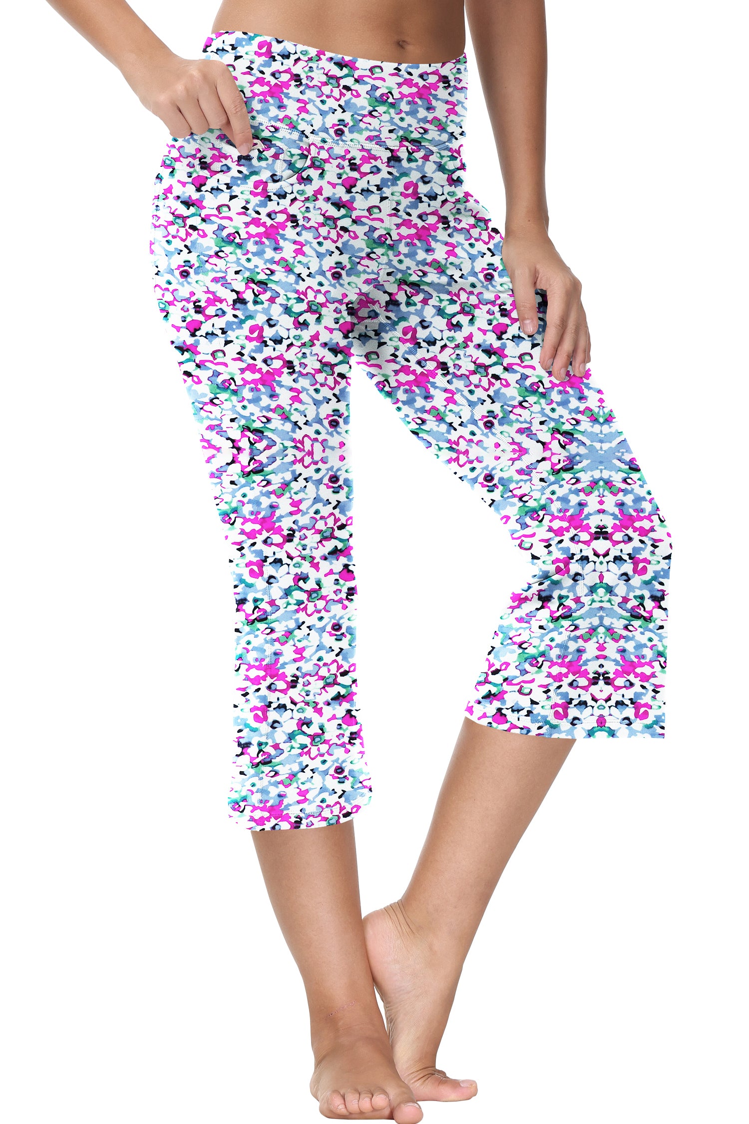 Cakulo Women's Plus Size Yoga Flare Capris