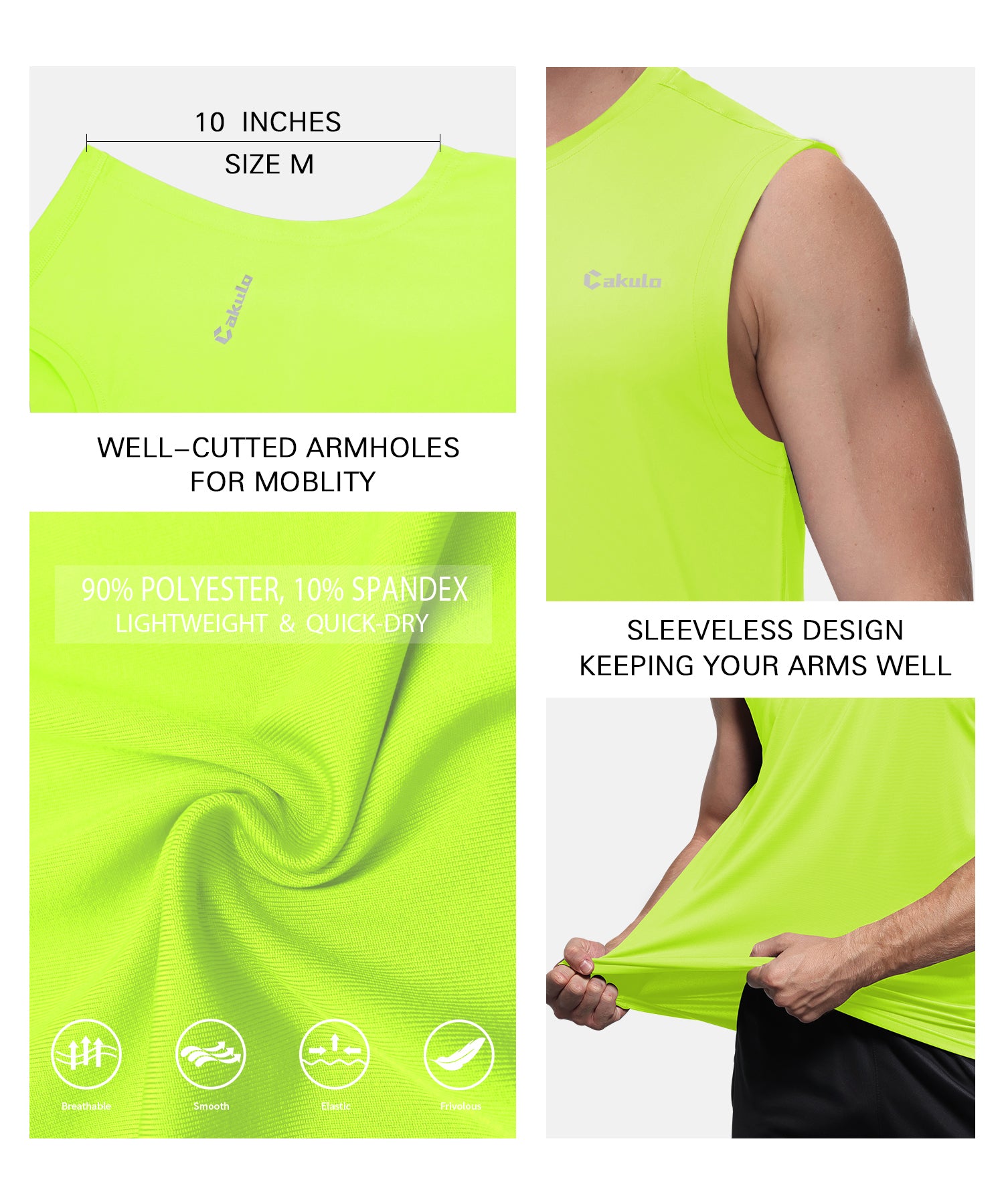 Cakulo Men's Neon Quick Dry Tank Gym to Beach Essentials