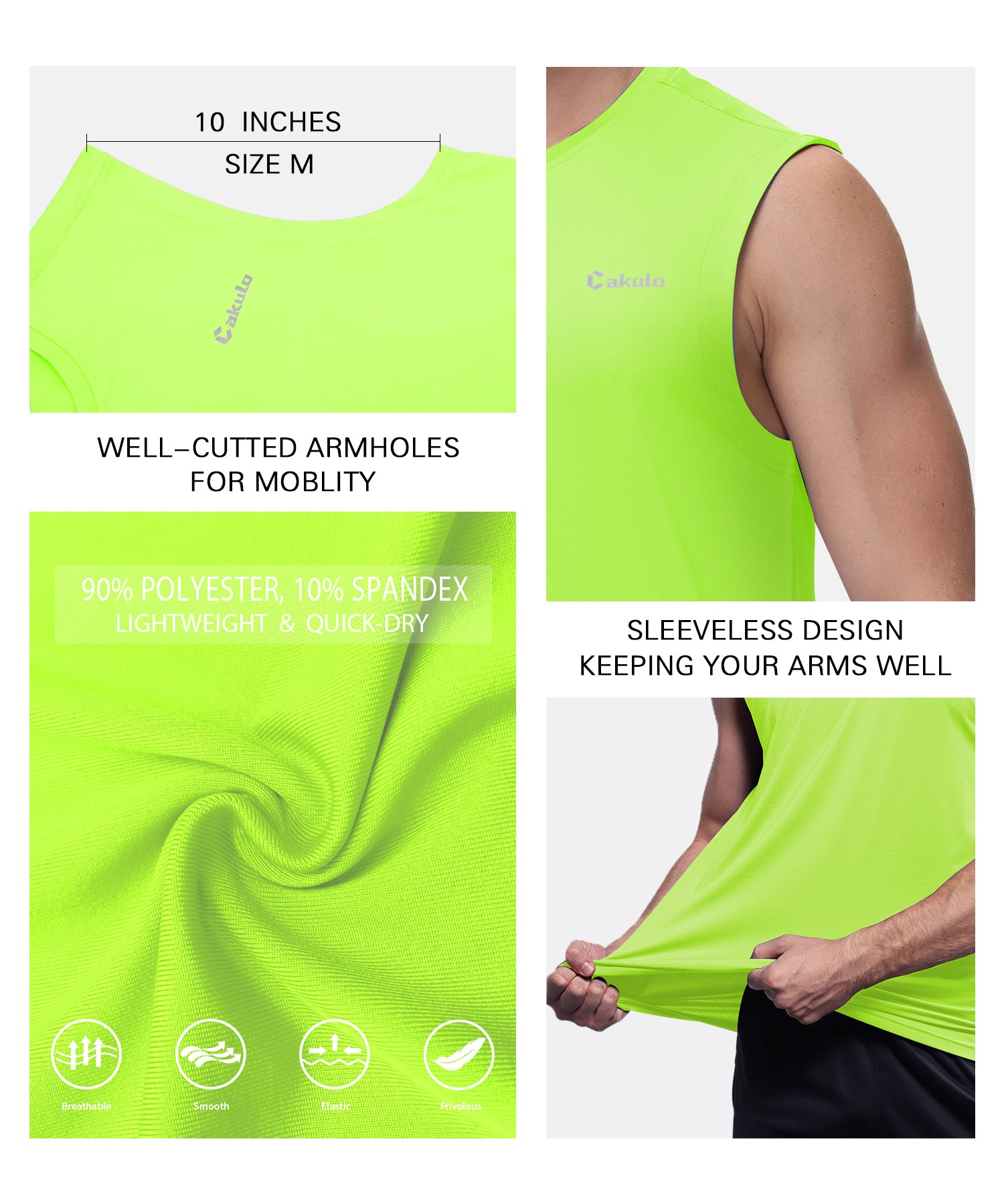 Cakulo Men's Neon Quick Dry Tank Gym to Beach Essentials