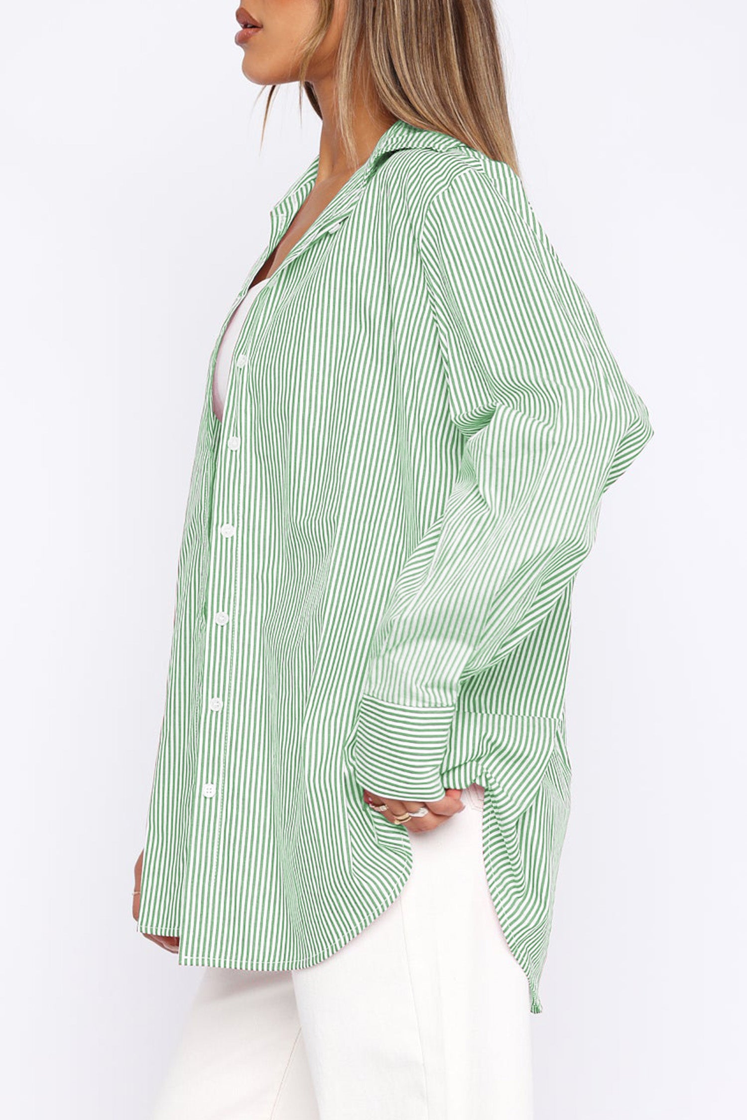 Cakulo Women's Oversized Striped Boyfriend Shirt